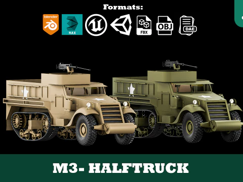 군용 m3 하프트랙 3D 모델