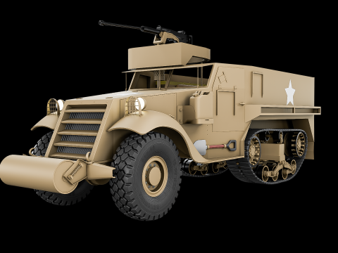 Military m3 halftruck 3Dモデル