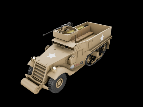 Military m3 halftruck 3Dモデル