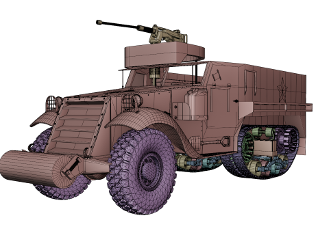 Military m3 halftruck 3Dモデル