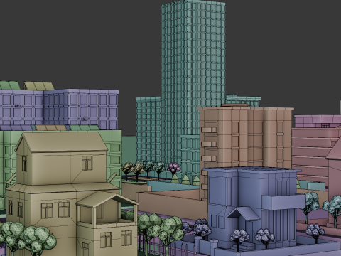 Low poly city buildings pack Low-poly 3D Model