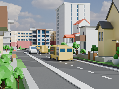 Low poly city buildings pack Low-poly 3D Model