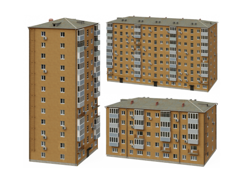 Procedural Soviet Building 3D Модель