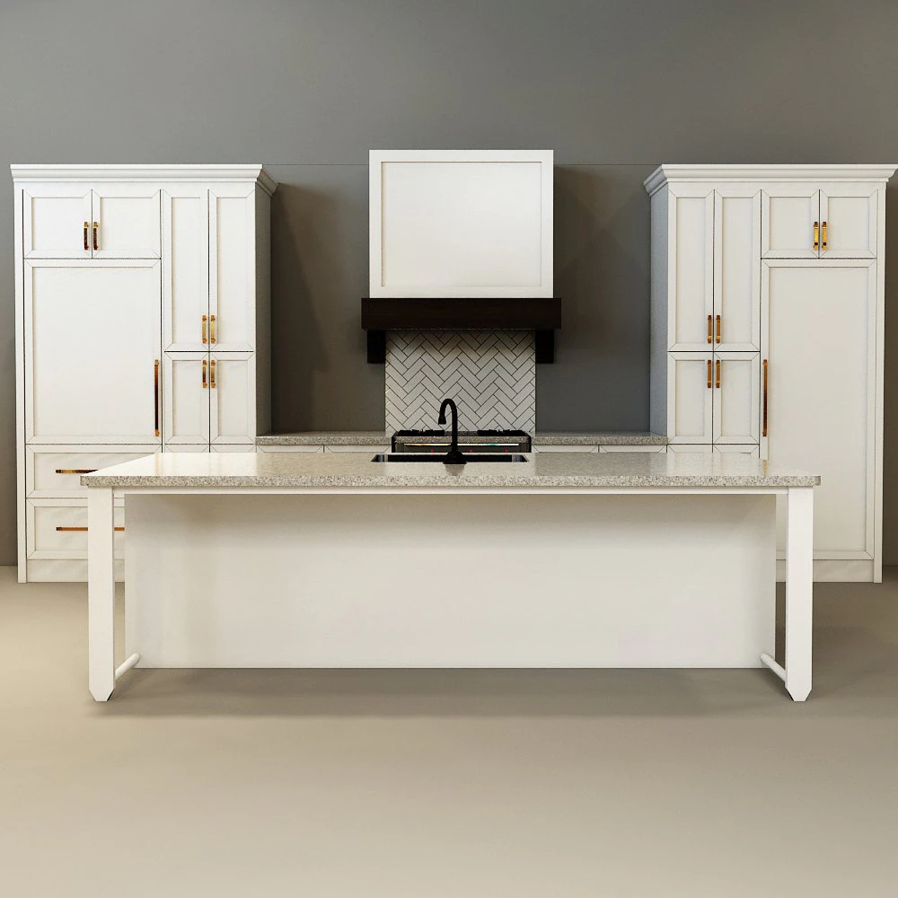 kitchen modern - white and wood with island 3D Model .c4d .max .obj .3ds .fbx .stl .blend 