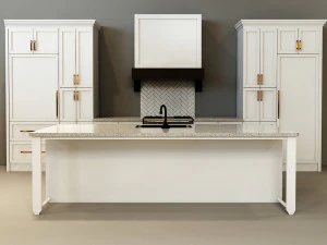 Moderne Küche – Weiß und Holz mit Kochinsel 3D Modell