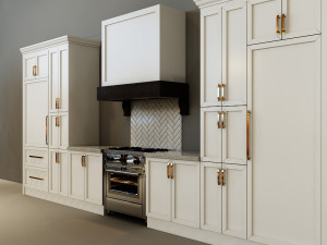 kitchen modern - white and wood with island 3D Модель