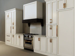 kitchen modern - white and wood with island 3D Model