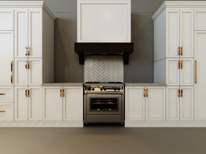 kitchen modern - white and wood with island 3D Модель