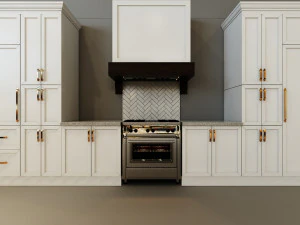 kitchen modern - white and wood with island 3D Model