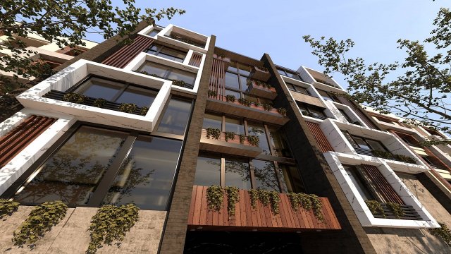 modern facade 3D Модель .c4d .max .obj .3ds .fbx .stl .blend