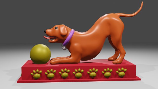 Playful Dog 3Dプリントモデル .c4d .max .obj .3ds .fbx .stl .blend 