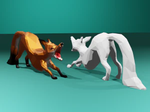 Yawning Fox 3D Model