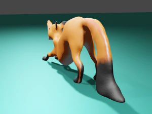 Yawning Fox 3D Model