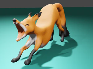 Yawning Fox 3D Model
