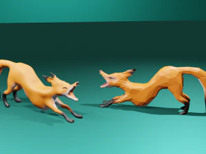 Yawning Fox 3D Model