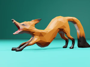 Yawning Fox 3D Model