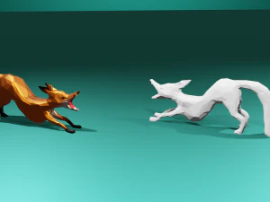 Yawning Fox 3D Model