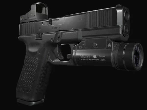 Glock 17 with attachments 3D Model