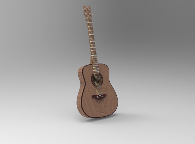 acoustic guitar 3D Модель .c4d .max .obj .3ds .fbx .stl .blend 