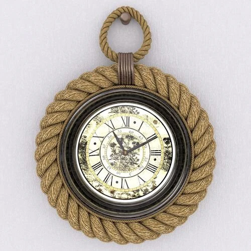 wall rope clock 3d 3D Model .c4d .max .obj .3ds .fbx .stl .blend 