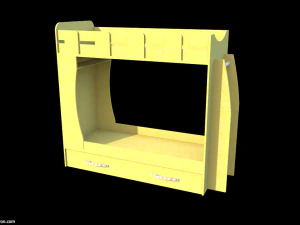 2段ベッド2台 3Dモデル