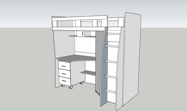 combined shelfbed 3D-Modell .c4d .max .obj .3ds .fbx .stl .blend 