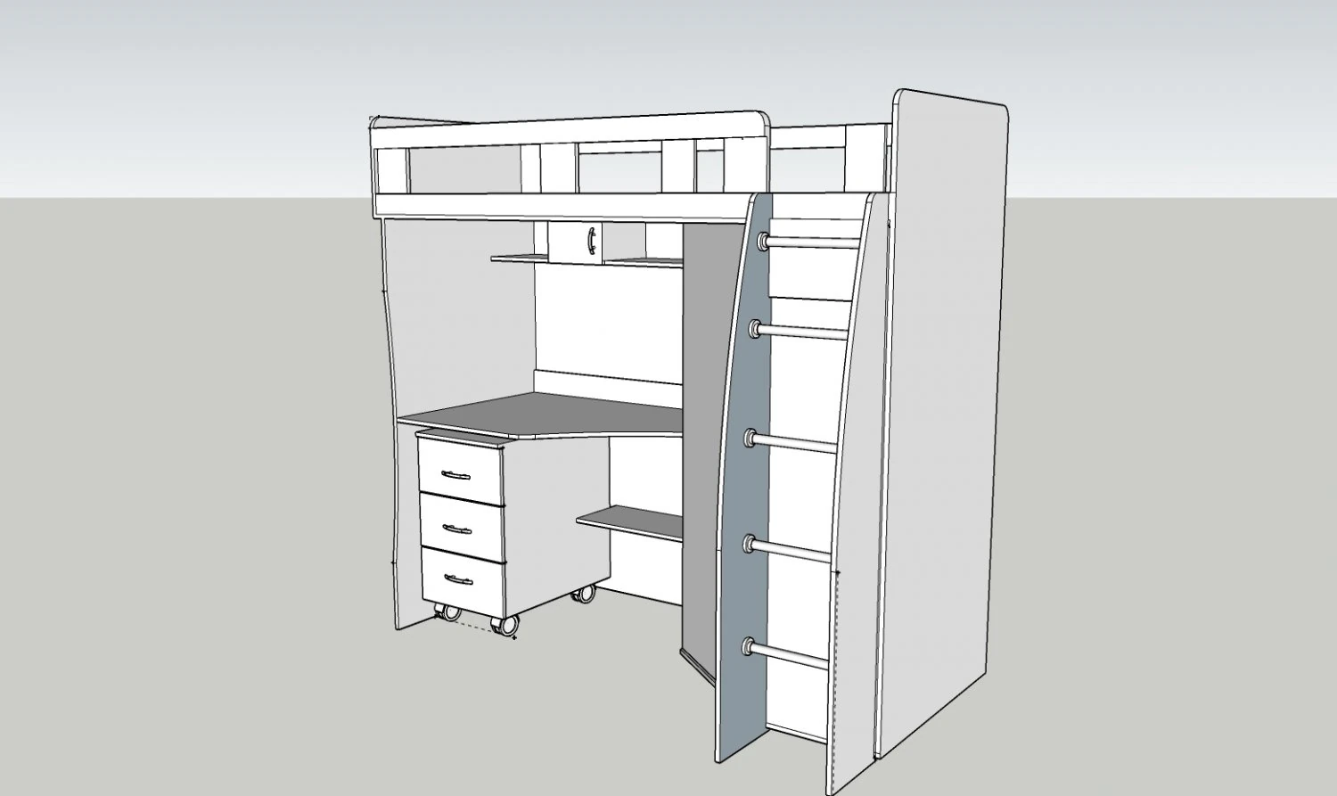 combined shelfbed 3D Model .c4d .max .obj .3ds .fbx .stl .blend 