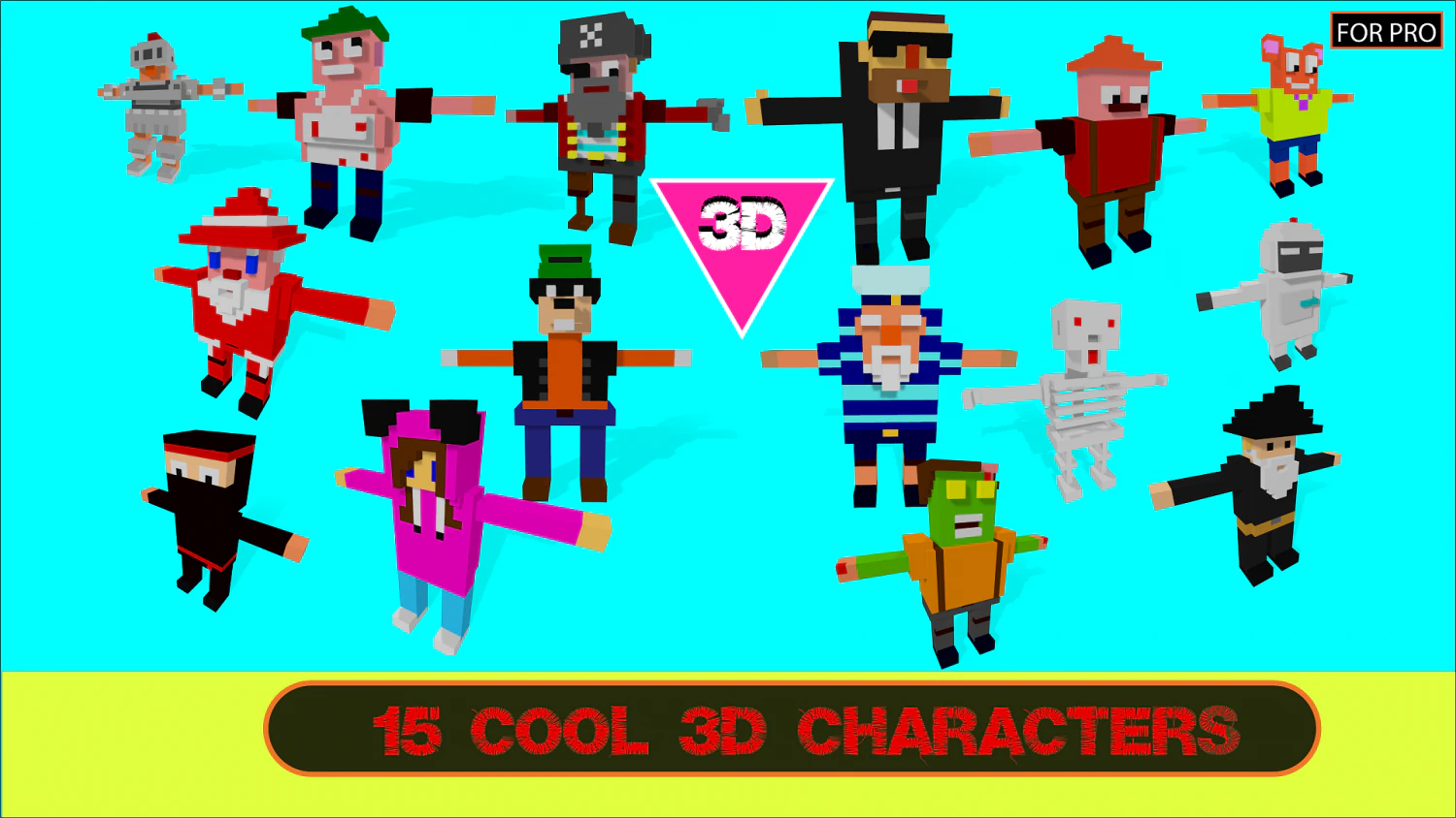 15 characters voxel s pack 3D Model .c4d .max .obj .3ds .fbx .stl .blend