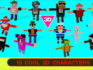 Voxelspakket van 15 tekens 3D Model