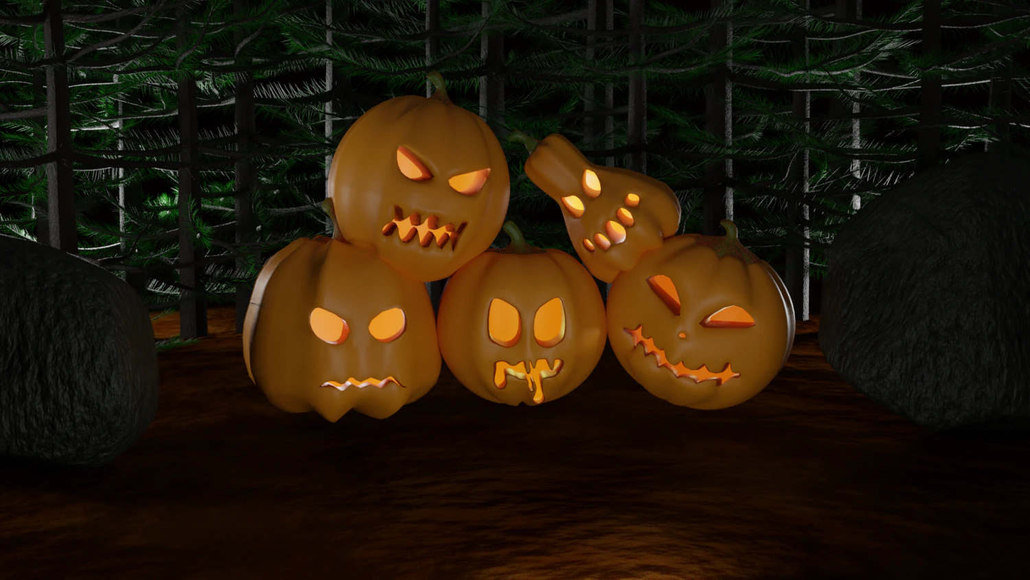 halloween pumpkins pack 3D Model .c4d .max .obj .3ds .fbx .stl .blend 