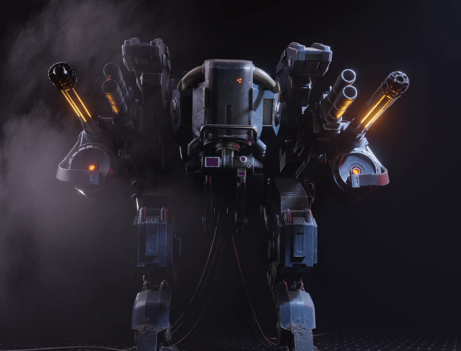 Stylized combat robot PBR LowPoly game-ready Low-poly 3D Model .c4d .max .obj .3ds .fbx .stl .blend 