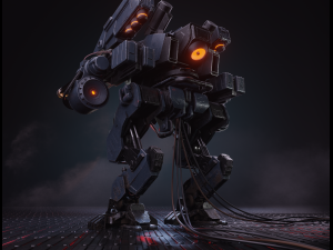 Stylized combat robot PBR LowPoly game-ready Low-poly 3D Model