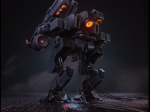 Stylized combat robot PBR LowPoly game-ready Low-poly 3D Model