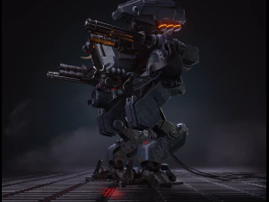 Stylized combat robot PBR LowPoly game-ready Low-poly 3D Model
