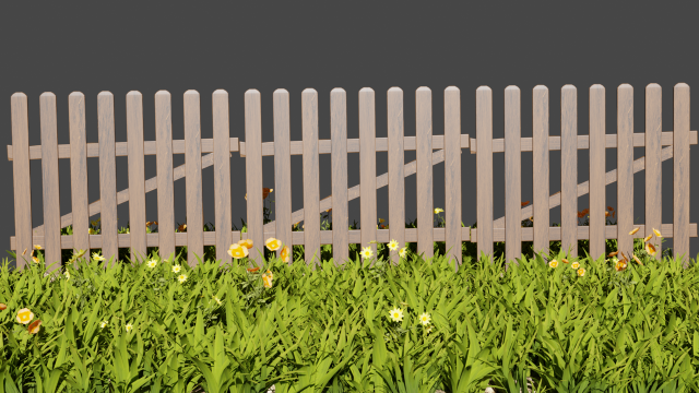 Fence and grass Low-poly 3D Model .c4d .max .obj .3ds .fbx .stl .blend 