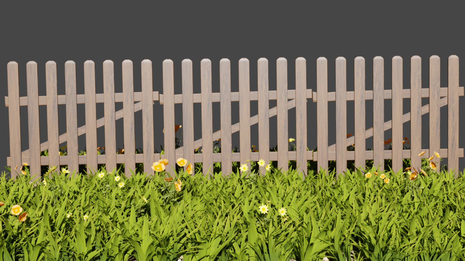 Fence and grass Low-poly 3D Model .c4d .max .obj .3ds .fbx .stl .blend