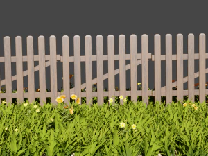 Забор и трава 3D Модель