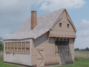 Medievale in casa pronto a giocare a poli Low-poly Modello 3D