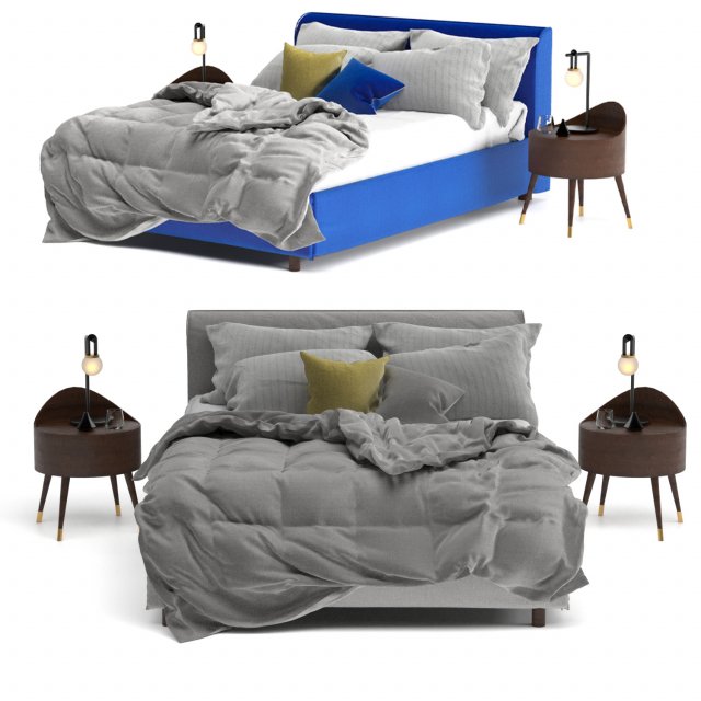 Bahra king bed 3D Model .c4d .max .obj .3ds .fbx .stl .blend 