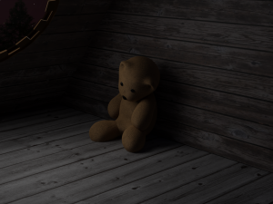 Teddy bear scene on attic Model 3D