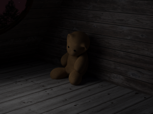 Teddy bear scene on attic Model 3D