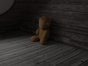 Teddy bear scene on attic Model 3D