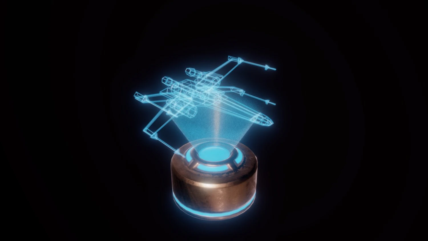 X-Wing hologram animated 3D Model .c4d .max .obj .3ds .fbx .stl .blend
