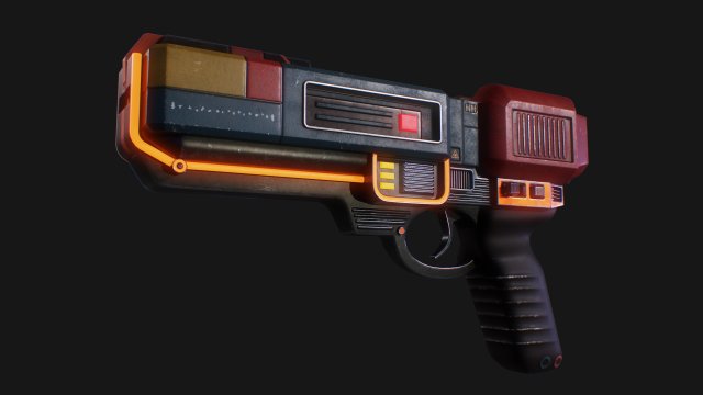 Sci-fi pistol SB-32 Model 3D .c4d .max .obj .3ds .fbx .stl .blend 
