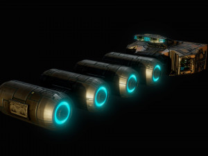 Cargo spaceship animated 3D Модель
