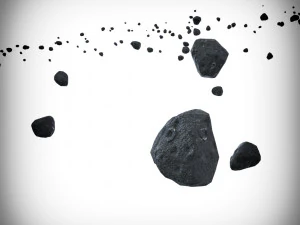 Campos de asteroides animados. Modelo 3D