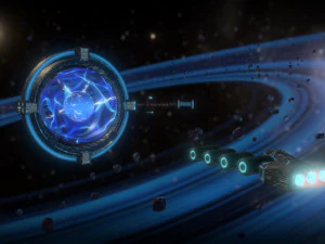 Space station planetary scale animated 3D Model