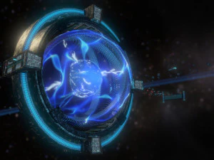 Space station planetary scale animated 3D Model