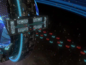 Space station planetary scale animated 3D Model