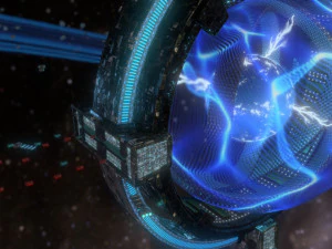 Space station planetary scale animated 3D Model